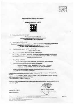 KRAJOWA DEKLARACJA ZGODNOŚCI Deklaracja zgodności nr ZIP/8