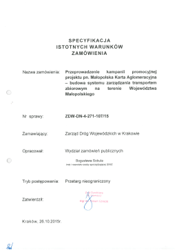 ISTOTNYCH WARUNKÓW - Zarząd Dróg Wojewódzkich w Krakowie