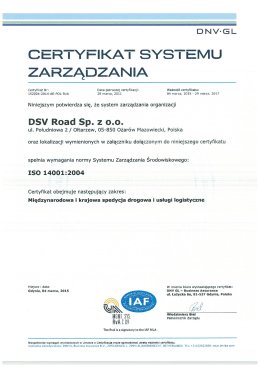 Certyfikat ISO 14001 PL