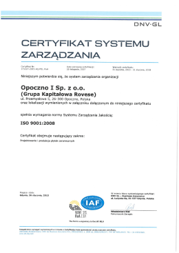 Certyfikat ISO 9001:2008 Pobierz plik