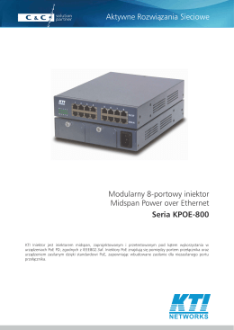 Seria KPOE-800 Modularny 8-portowy iniektor Midspan Power over