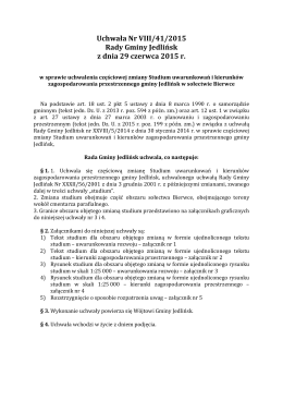 Uchwała Nr VIII/41/2015 Rady Gminy Jedlińsk z dnia 29 czerwca