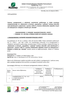 zawiadomienie o wyborze najkorzystniejszej oferty