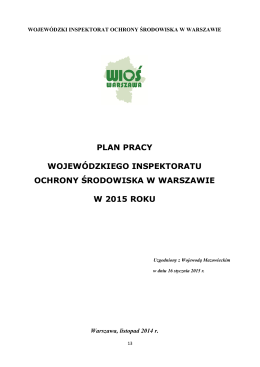 Plan pracy na rok 2015 - Wojewódzki Inspektorat Ochrony