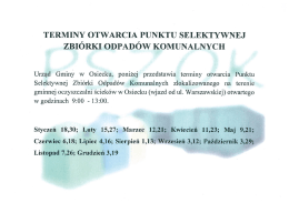 terminy otwarcia punktu selektywnej zbiórki odpadów