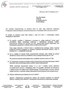 więcej - Wojskowy Instytut Medycyny Lotniczej