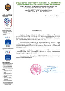 Wojskowy Instytut Chemii i Radiometrii zobacz referencje