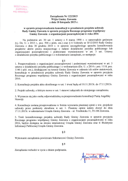 Zarządzenie Nr 122/2015 Wójta Gminy Zawonia z dnia 10 listopada