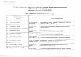 Kierunek Mechanika i Budowa Maszyn II stopnia Automatyzacja