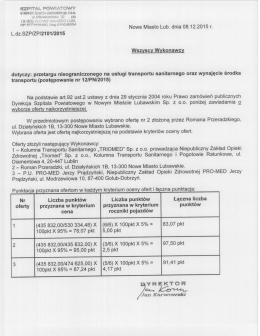 informacja o wyborze najkorzystniejszej oferty