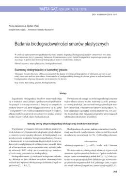 Badania biodegradowalności smarów plastycznych