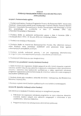 STATUT FUNDACji PROGRAM&Oacute;W POMOCY DLA ROLNICTWA