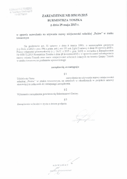 ZARZADZENIE NR 0050.93.2015 BURMISTRZA TOSZKA z dnia 25