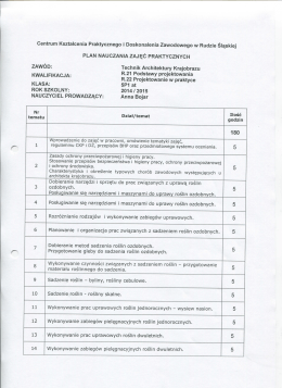 Szczegółowy plan nauczania
