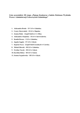 Lista uczestników III etapu „Piątego Konkursu o Indeks Dziekana