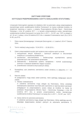 zapytanie ofertowe dotyczące przeprowadzenia audytu działalności