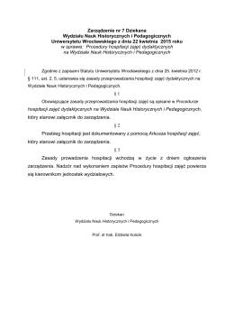 Zarządzenie Dziekana Nr 2015/7 - Wydział Nauk Historycznych i