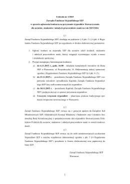 Uchwała nr 1/2015 Zarządu Funduszu Stypendialnego SEP w