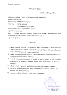 Postanowienie z dnia 15.02.2015r.