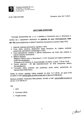 Zapytanie ofertowe - Tramwaje Szczecińskie Sp. z oo