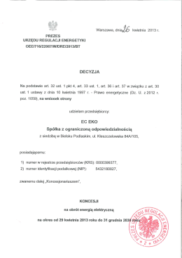 koncesja na obrót energią elektryczną