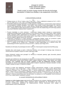 Uchwała Nr 12/2015 Senatu Politechniki
