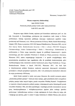 dr hab. Tomasz Pszcz&oacute;lkowski, prof. UW