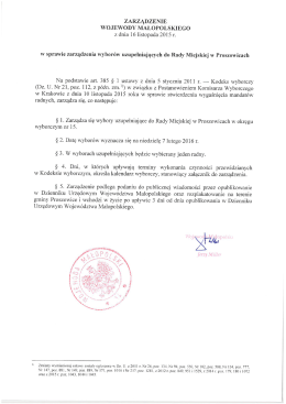 Zarządzenie Wojewody Małopolskiego z dnia 16 listopada 2015