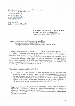 2. poja&scaron;njenje dokumentacije za nadmetanje [10.05.2016.]