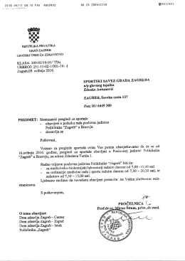 Obavijest o liječničkom pregledu sporta&scaron;a na Borovju