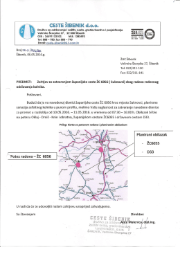 Page 1 CESTE &Scaron;IBENIK d.o.o. Dru&scaron;tvo za održavanje i za&scaron;titu cesta