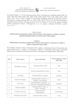 Odluka o diplomatsko-konzularnim predstavni&scaron;tima