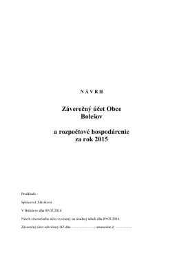 Záverečný účet obce za rok 2015 Bolešov