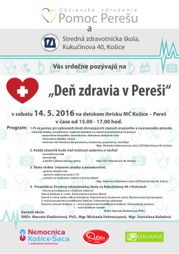 Deň zdravia v Pere&scaron;i 14.5.2016.