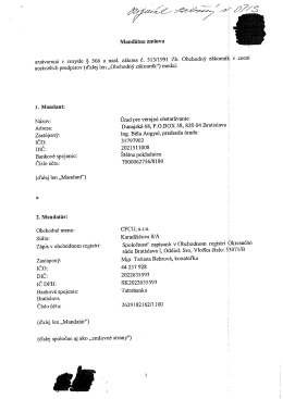 Page 1 azza-ſe- ---- Mandátna zmluva uzatvorená v zmysle § 566 a