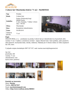 3 izbový byt Vihorlatská-Sekčov 71 m2 - MaMBT018