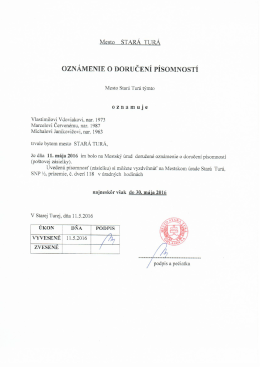 oznámenie o doručení písomností - Vdoviak, Červený