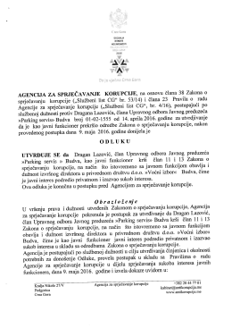 Odluka - Dragan Lazović - (www.antikorupcija.me).