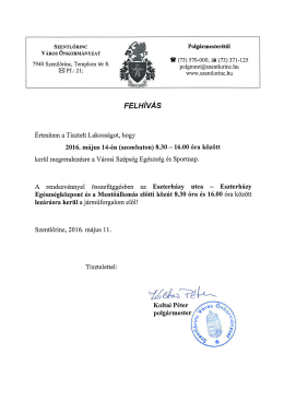 Page 1 SZENTLŐRINC K: Polgármesterétől VÁROS