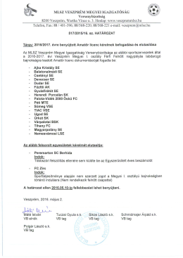 Page 1 MLSZ VESZPRÉM MEGYEI IGAZGATÓSÁG