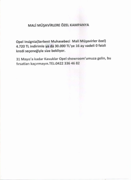 mali m&uuml;şavirlere &ouml;zel kampanya