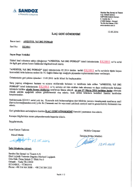 Page 1 S SAN 0(s) 4 Sandoz İlaç Sanayi ve Ticaret