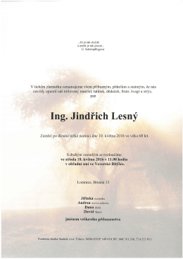 Ing. Jindřich Lesn&yacute;, Brusn&aacute;, 68 roků