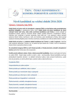 ČKPA - návrh kandidátek 2016 VV+RD