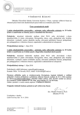 Výběrové řízení - Filozofická fakulta Univerzity Karlovy v Praze