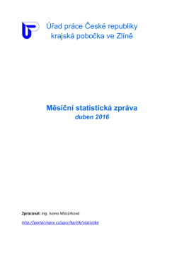 Informace o zaměstnanosti ve Zlínském kraji k 30.4.2016