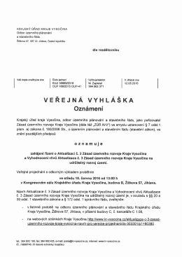 Veřejn&aacute; vyhl&aacute;&scaron;ka Ozn&aacute;men&iacute;