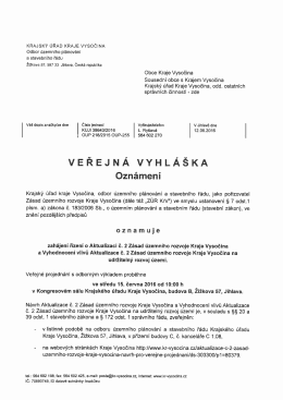 Veřejná vyhláška Oznámení