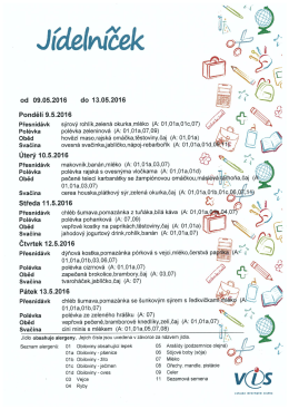 J&iacute;deln&iacute;ček na 9.5.-13.5.2016