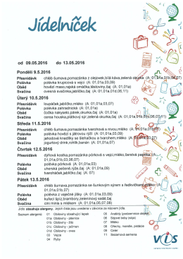 J&iacute;deln&iacute;ček na 9.5.-13.5.2016